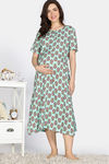Coucou Maternity Woven Mid Calf Length Loungewear Dress With Front Open Button - Ocean Green — thumbnail 2
